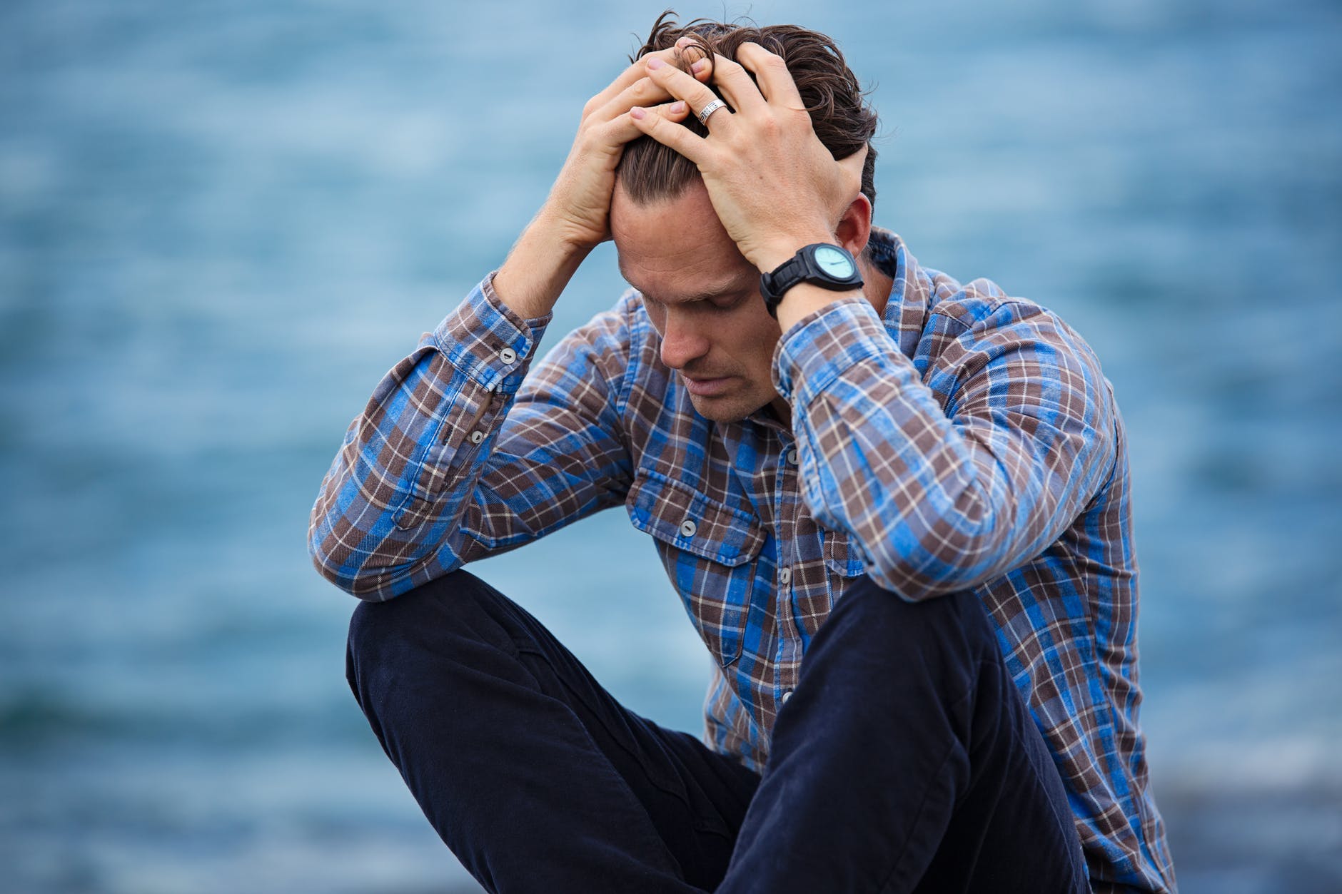 Frustrated man feeling dizzy